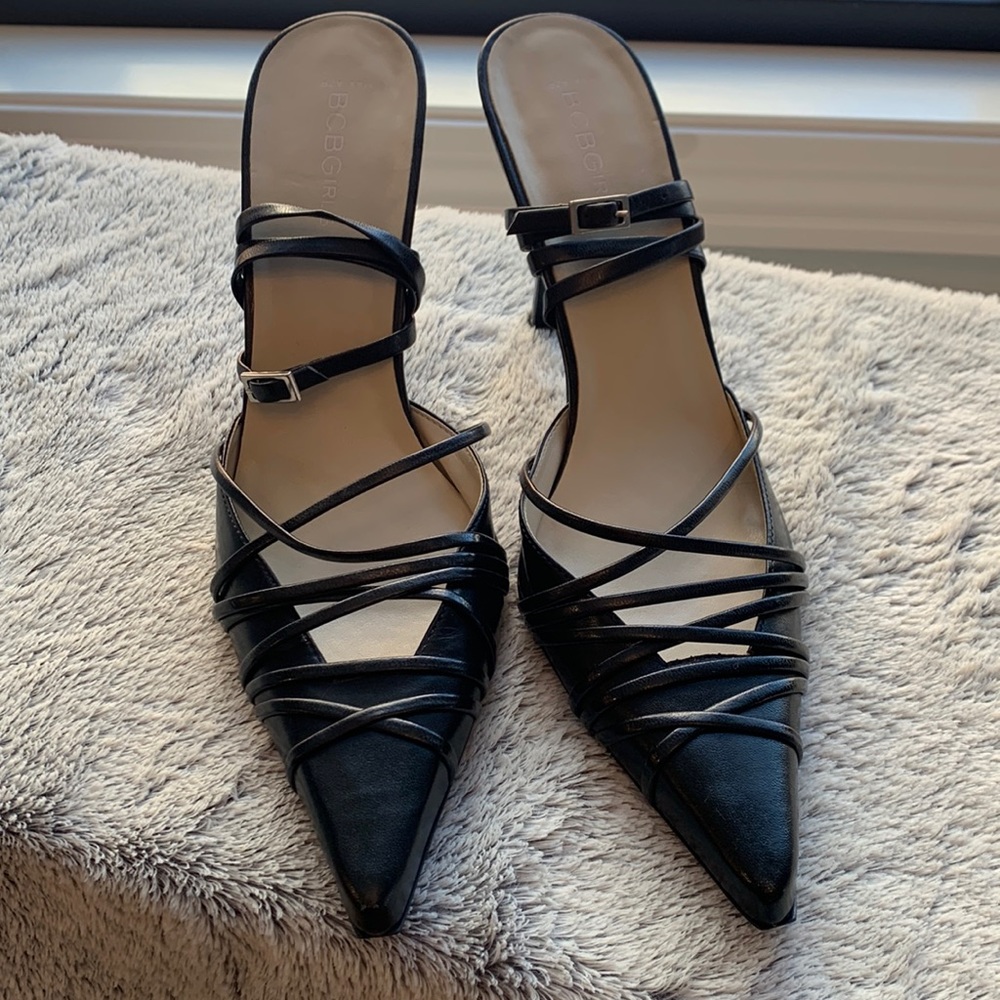 BCBGirls Black ankle wrap heels